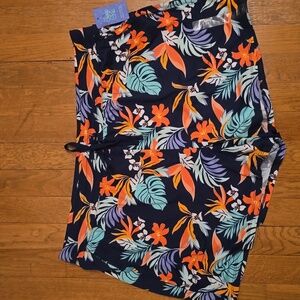 SLEEP CHIC BRAND WOMEN'S PLUS SIZE BLUE FLORAL TROPICAL SLEEP SHORTS SIZE XXL